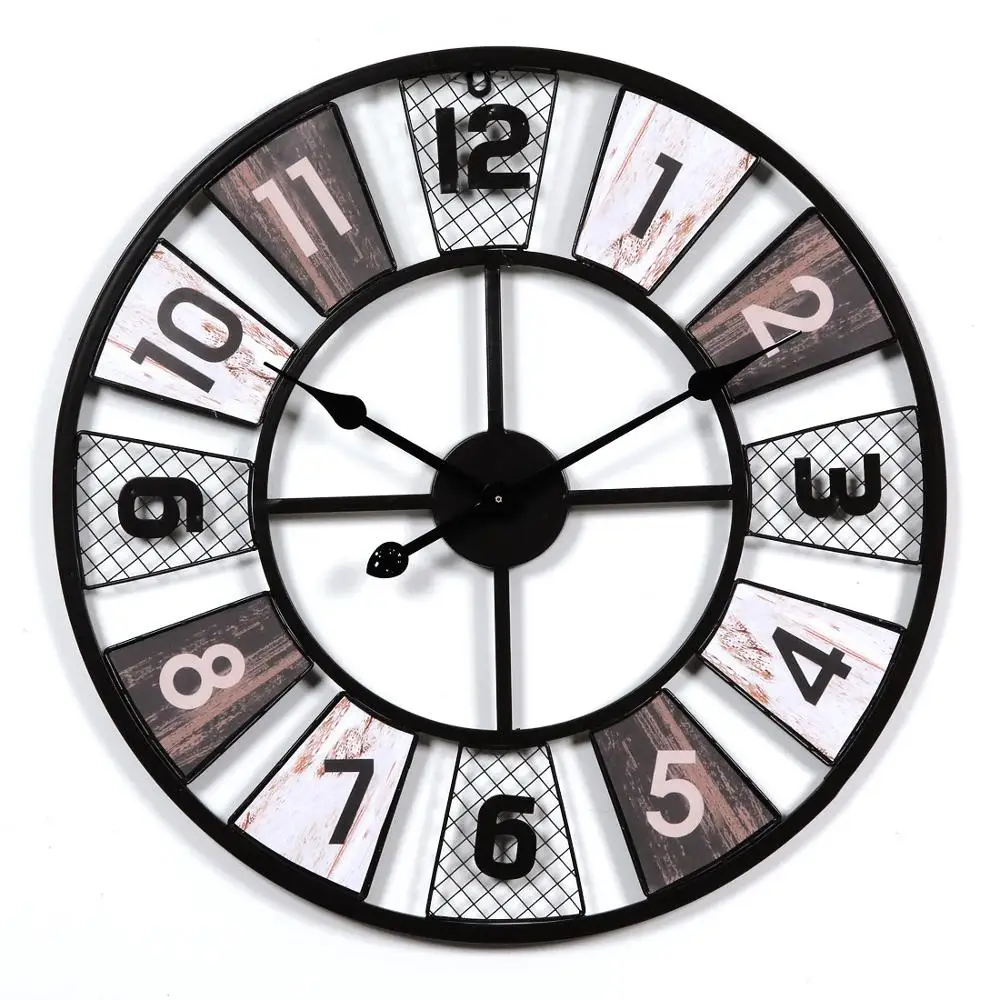 Большого размера металлический настенные часы в европейском стиле ретро современный дизайн Гостиная Винтаж Ретро Железа часы Искусственные Стены домашние декоративные часы 60 см