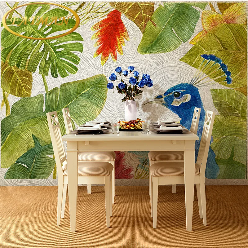 

Custom photo wallpaper peacock leaf creative wallpaper living room sofa background wallpaper bedroom mural
