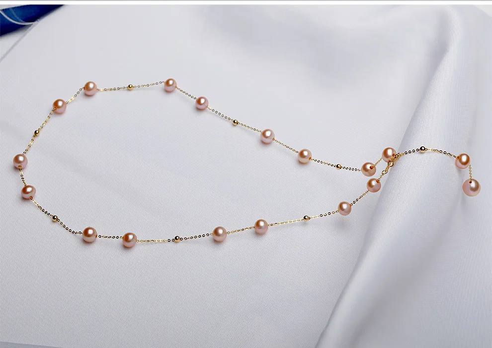 YS жемчужное ожерелье, 18 К, чистое золото, натуральный пресноводный жемчуг, цепочка, ожерелье для женщин и девушек, подарок, качественные товары, ювелирные изделия