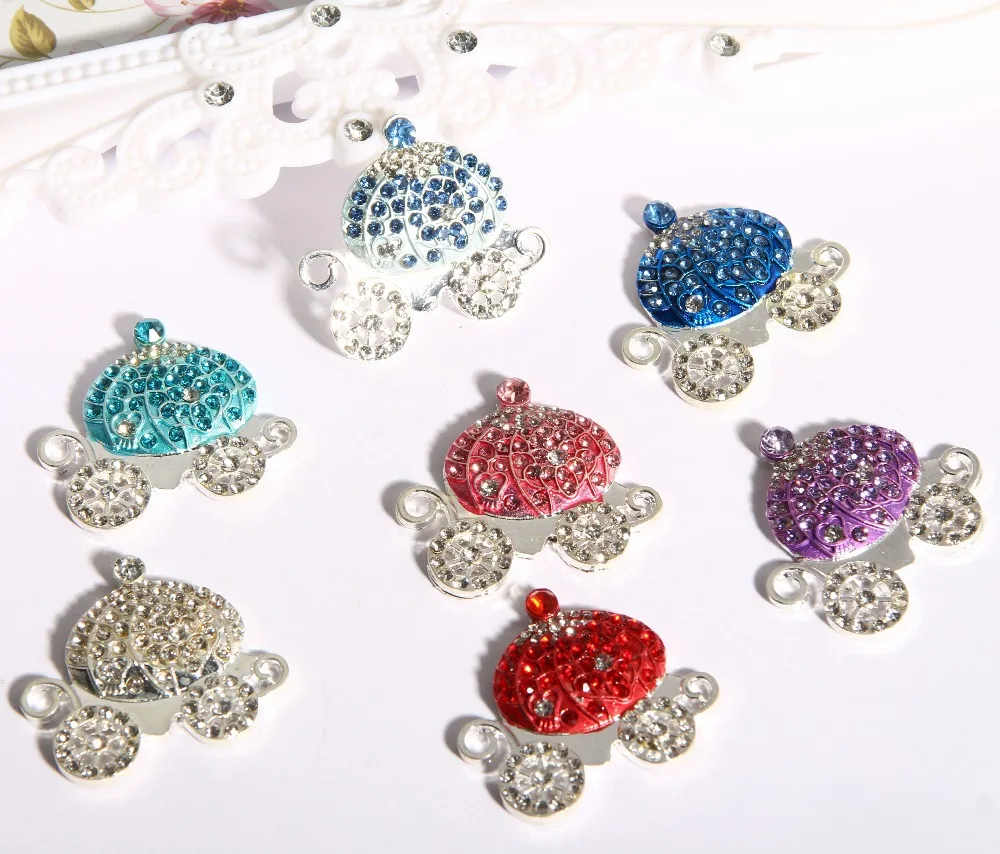 30X33mm princess rhinestone carriage button for hair craft 10PCS/LOT(BTN-5434) 3