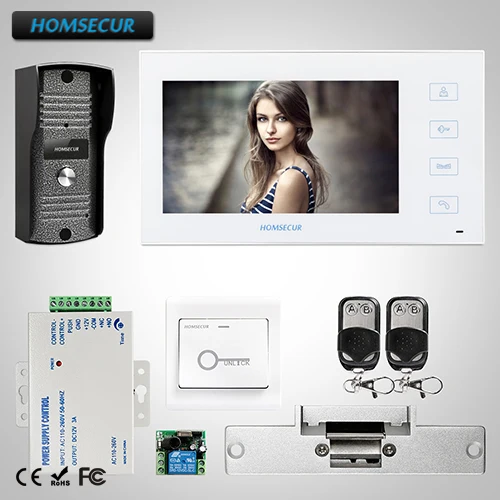 

HOMSECUR 7" Wired Video&Audio Home Intercom Electric Lock Supported :TC031 +TM704-W