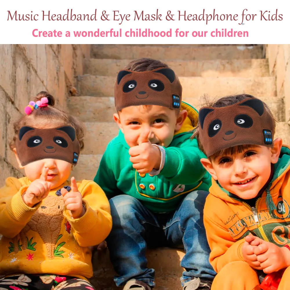 JINSERTA Kids Headphone Wireless Bluetoot Sleeping Mask Phone Headband Sleep Soft Headphone Headset For Music Answering Phone