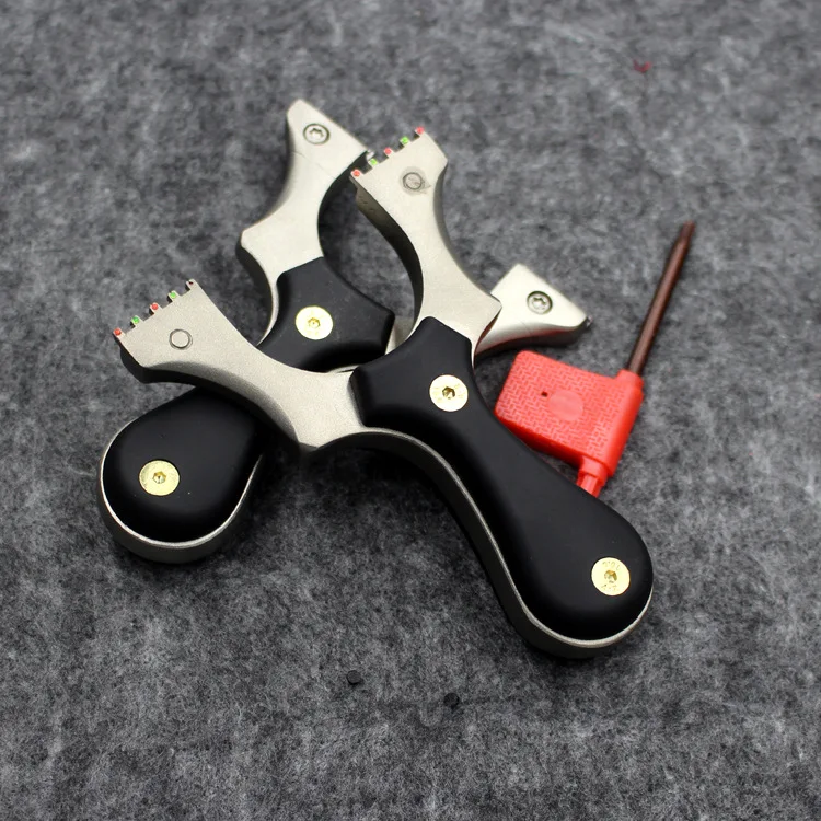 

Stainless steel Hunting Slingshot Catapult with Flat rubber Band Outdoor Shooting Powerful Handheld Bow New 2019