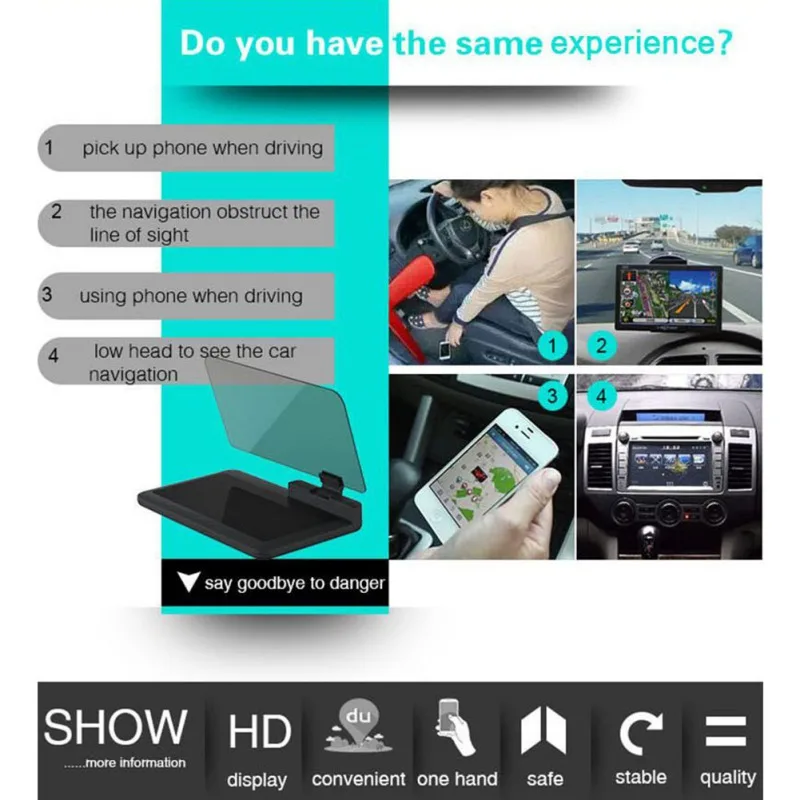 Универсальный H6 автомобилей Hud Дисплей проектор телефон навигации смартфон держатель Gps Hud для любых автомобилей