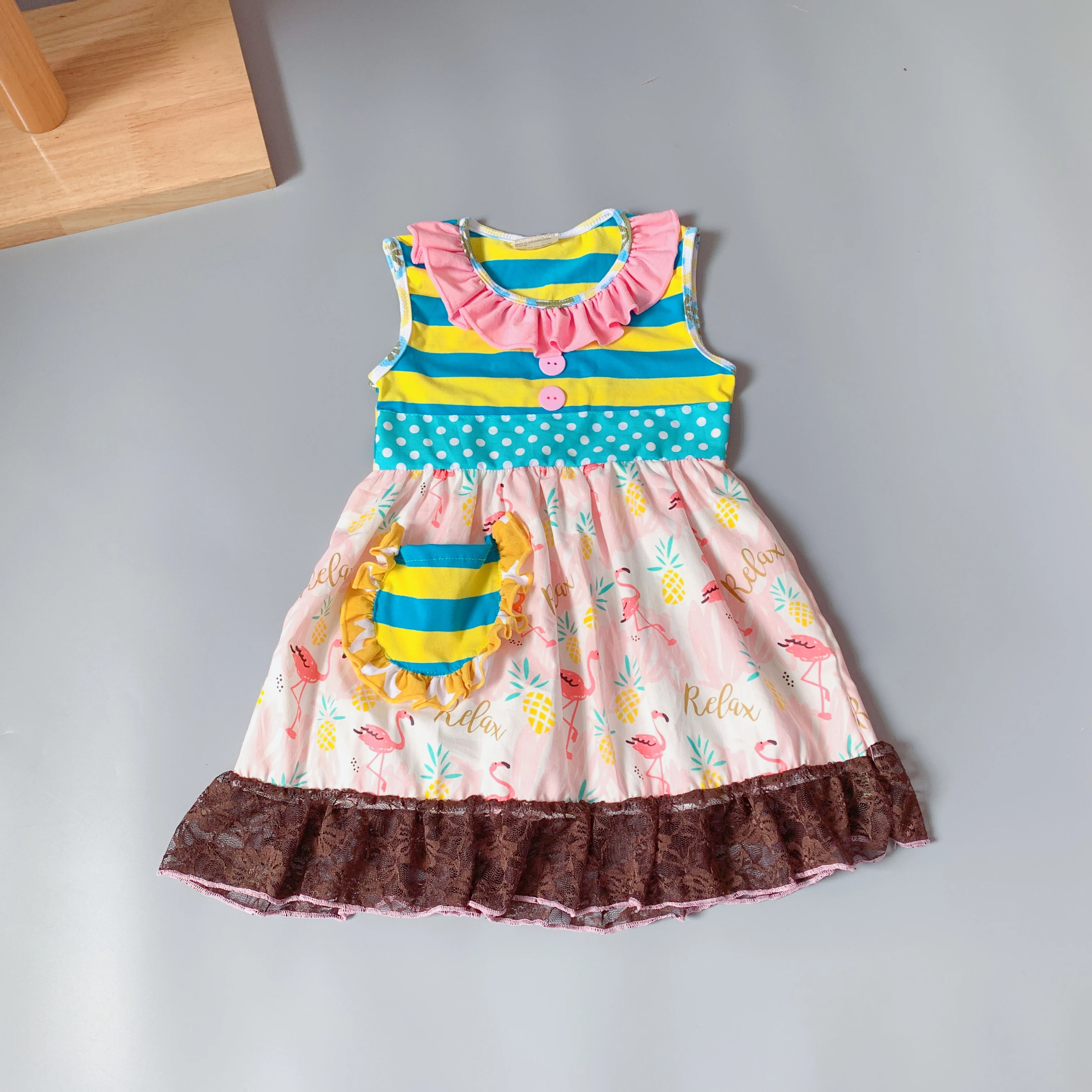 2019NEW grey dress cartoon animal middle Cotton Baby Girls Outfits Children flower ruffled Ruffle Dress Kids Clothing 2019NEW grey dress cartoon animal middle Cotton Baby Girls Outfits Children flower ruffled Ruffle Dress Kids Clothing