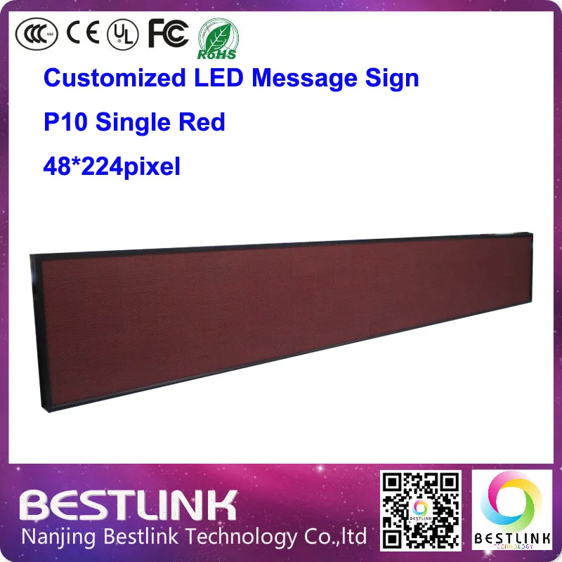 led display screen 48*224 pixel p10 single red led programmable running text sign diy kits led