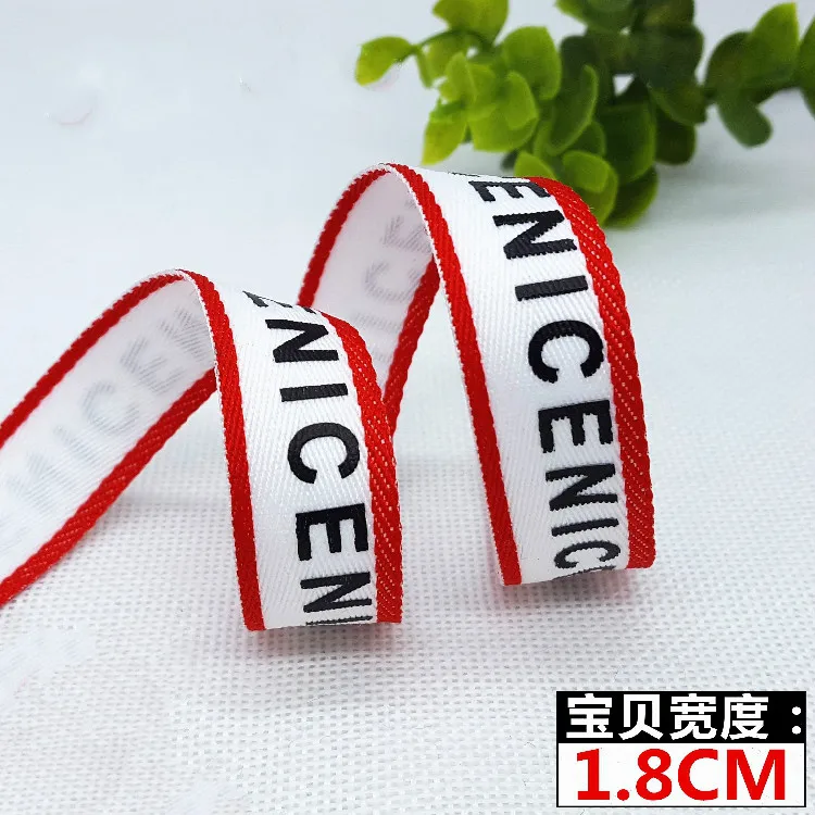

Hot 1.8CM White Bottom red edge Print letters "NICE" Ribbon Belt DIY Handmade Sewing clothes Supplementary material 1 meter/lot