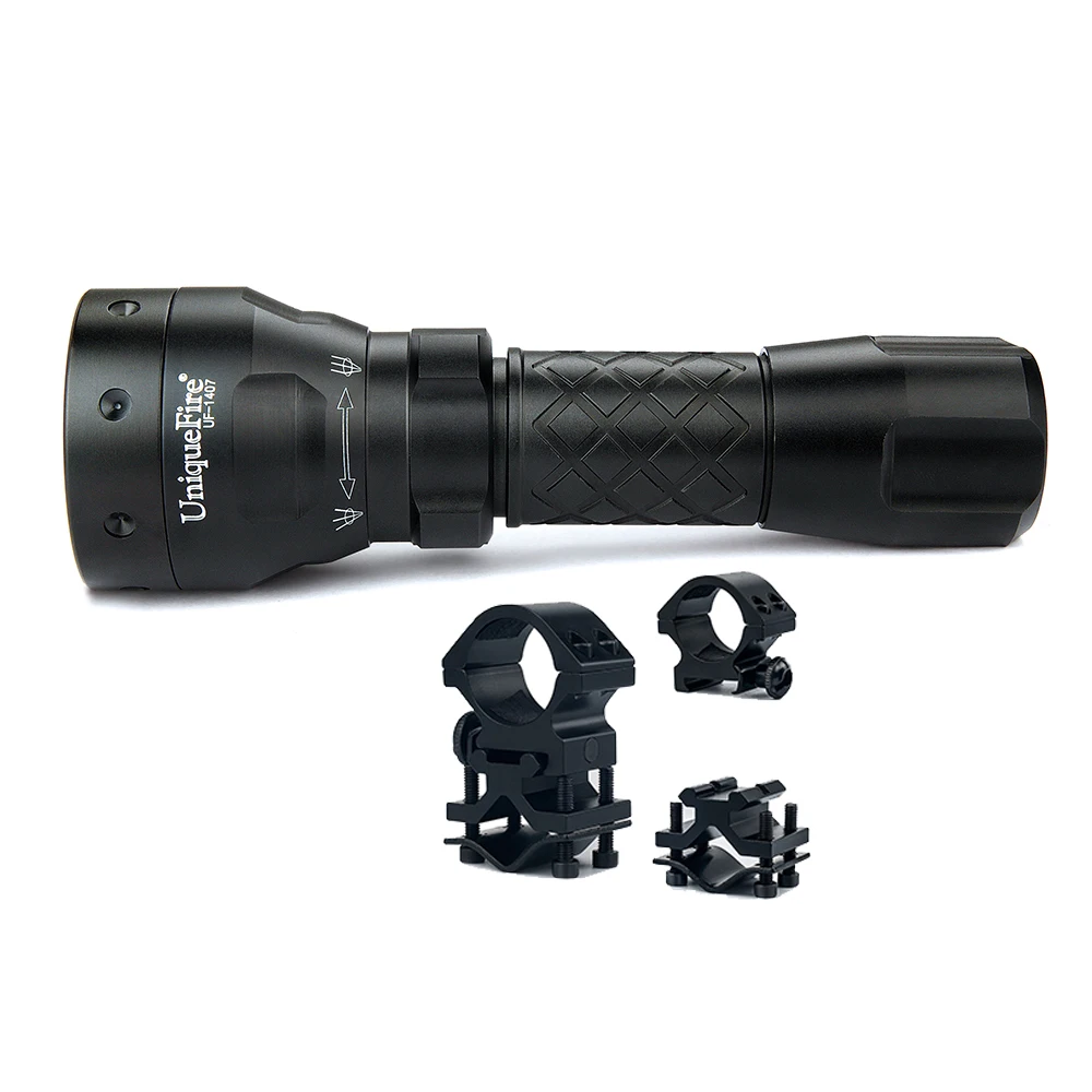 

UniqueFire 1407 XRE Q5 Flashlight Green/Red LED Hunting Light Rechargeable Torch 1 Mode+Scope Mount Waterproof Free Ship