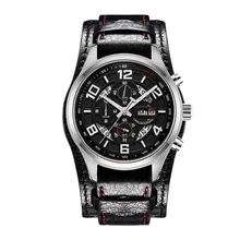 Parnis Pilot V Serier светящийся мужской кожаный ремешок для часов Военный Спортивный Хронограф Кварцевые часы наручные часы со статической секундной стрелкой