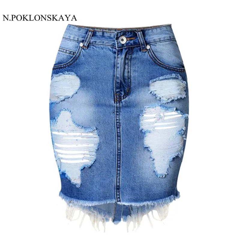 

N.POKLONSKAYA 2017 Mini Denim Skirt Women Summer Casual Split High Waist Short Jeans Skirt Womens Pencil Skirts Jupe Faldas C029