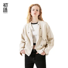 Toyouth пальто осень г. женские модные повседневные однотонные Цвет стенд воротник верхняя одежда карман полупальто