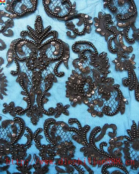 

No .1047 High Quality IvoryCrystal Bridal Beaded Lace Fabric Lace Fabric For Wedding Dress Lace Applique Bead Embroidery Fabric