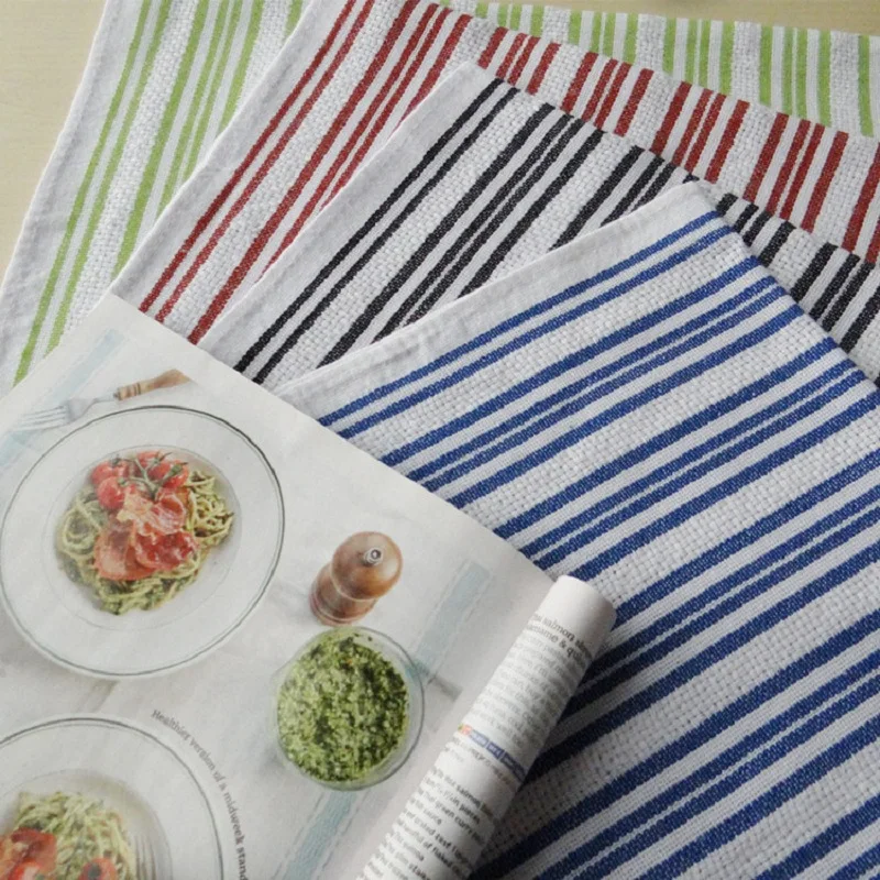 Europe Style Stripe Cotton Napkins Kitchen Tea Towels Insulation Pads