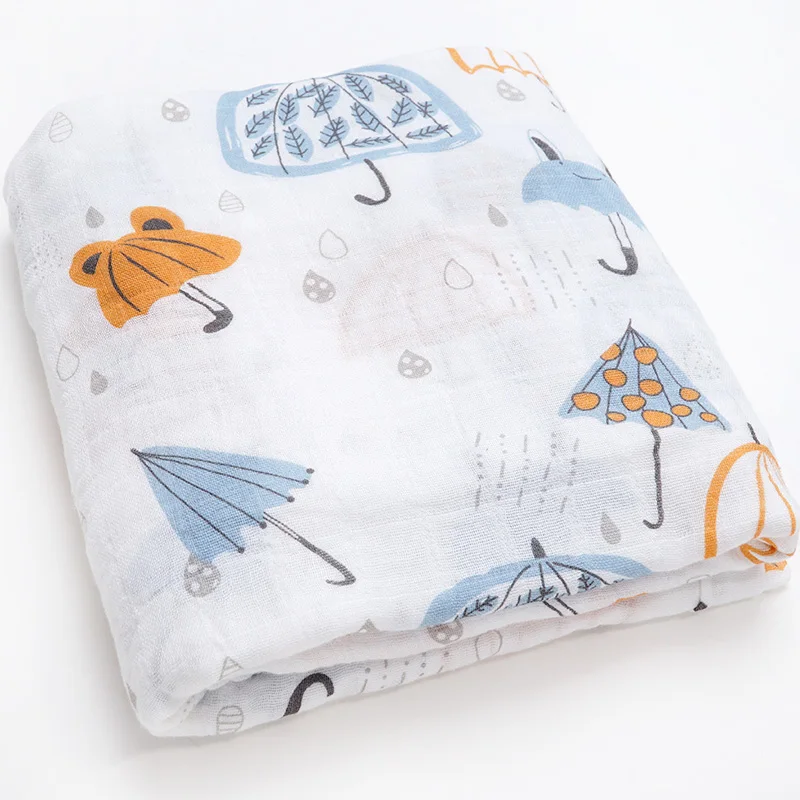 Новорожденных Детское одеяло супер мягкий бамбукового волокна и хлопка Детская муслиновая пеленка Обёрточная бумага для ухода за младенцем, крышка ванны Полотенца для малышей и детей постарше - Цвет: The umbrella