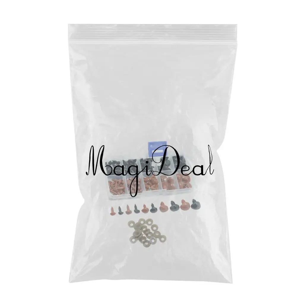 100 Pieces Noses Buttons Eyes for Bear Toy DIY Safety Nose Doll Toys Accessories Brown & Black