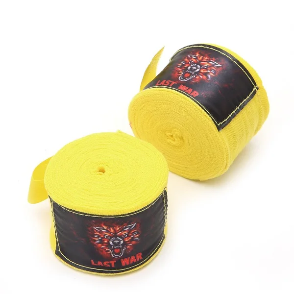 Хлопок Муай Тай эластичный бинт боксерский саньда для борьбы лента для бодибилдинга фитнес ремни повязка на запястье - Цвет: Цвет: желтый