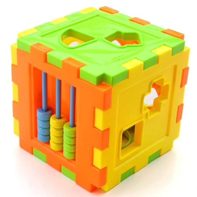 

1Set Educational Cube Bricks Animal Geometric Shape Matching Blocks Sorting Box Plastic Baby Intelligence Toy Building Blocks