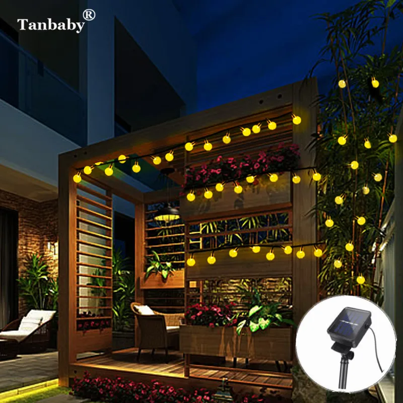 

6M 30LED Outdoor Solar Power Crystal Ball Globe string lights Fairy Eight Working mode Holidays decoration led string lamp