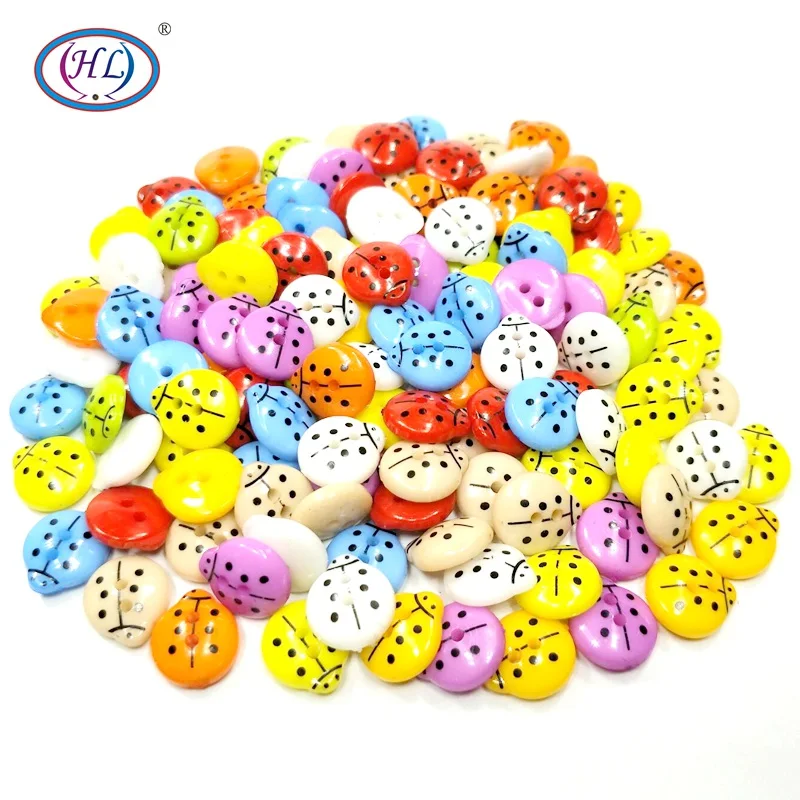 

HL 30/60/120pcs 13mmx12mm Mixed Color Ladybug Flatback 2 Holes Plastic Buttons Children's Sewing Accessories DIY Scrapbooking