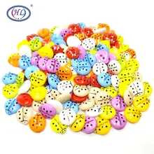 HL-Botones de plástico para niños, accesorios de costura DIY para álbum de recortes, con 2 agujeros, 13mm x 12mm, Color mezclado, Ladybug Flatback, 60/120 Uds.