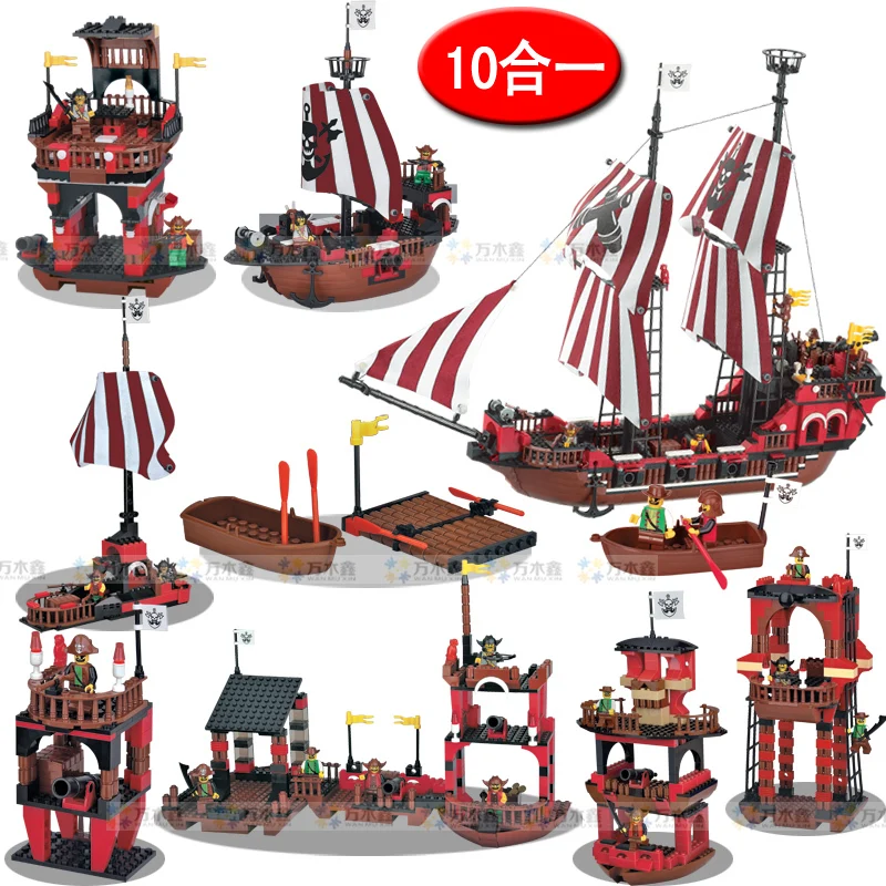 Buy WOMA J5694 953 pcs 10 in 1 Pirate Ship Plastic