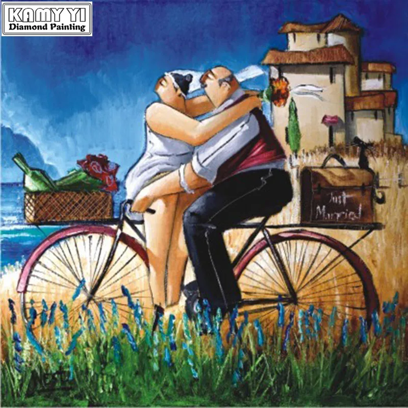 

Full Square drill 5D DIY Diamond painting Couple on bicycle Diamond Embroidery Mosaic Cross Stitch Rhinestone decoration
