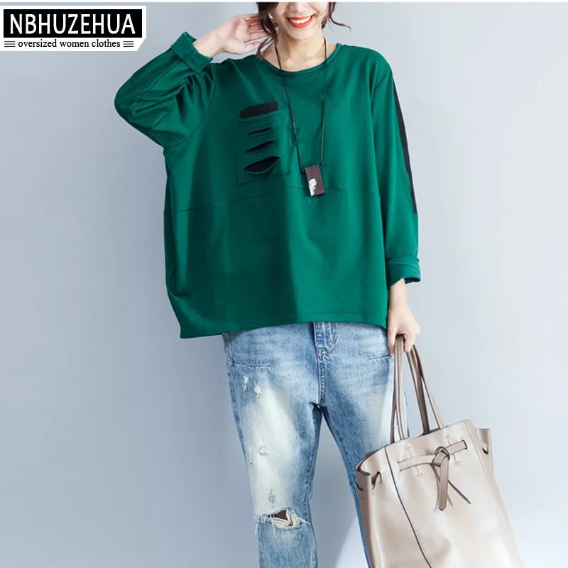Nbhuzehua sy1754 4XL 5XL 6XL Новая коллекция осень Для женщин футболка с длинным рукавом Мода
