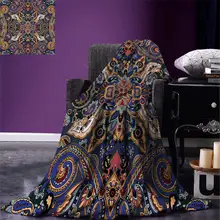 Одеяло с рисунком Пейсли, старинное марокканское цветочное одеяло со славянскими эффектами, фланелевое одеяло для кровати