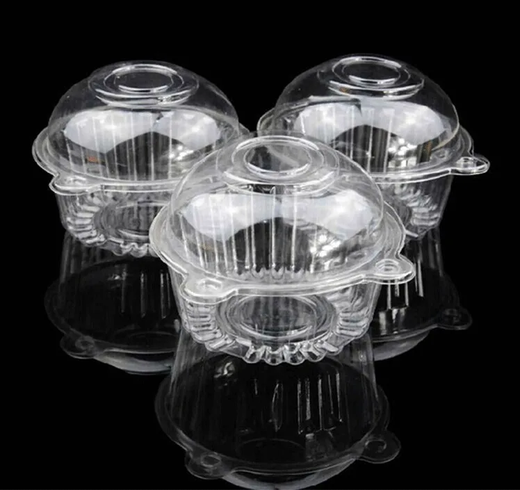 

100 pcs birthday party Muffin with cap Cake PVC wraps Box Single Cupcake Case