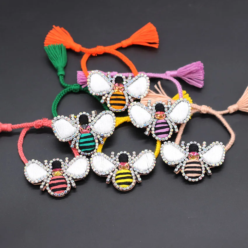 

Temperament wild colorful insect bracelet wind bracelet handmade rhinestone hand stitching personality insects wild bracelet 878