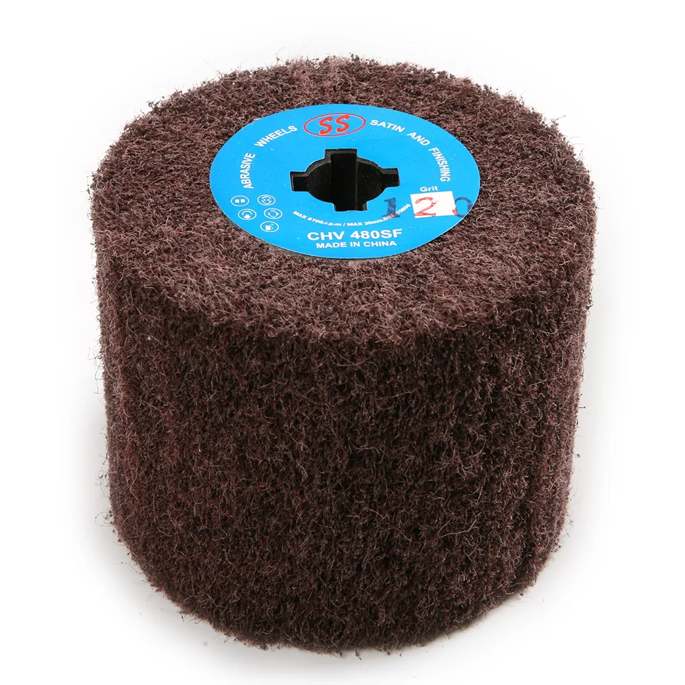 

New Grit 120 Non-Woven Stainless Steel Polishing Wheel Nylon Drawing Abrasive Grinding Wheel Dremel Rotary Tool 120*100mm