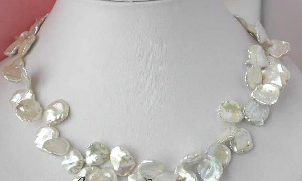 

Miss charm Jew1475 NATURAL 18" 20mm baroque white keshi reborn pearl necklace