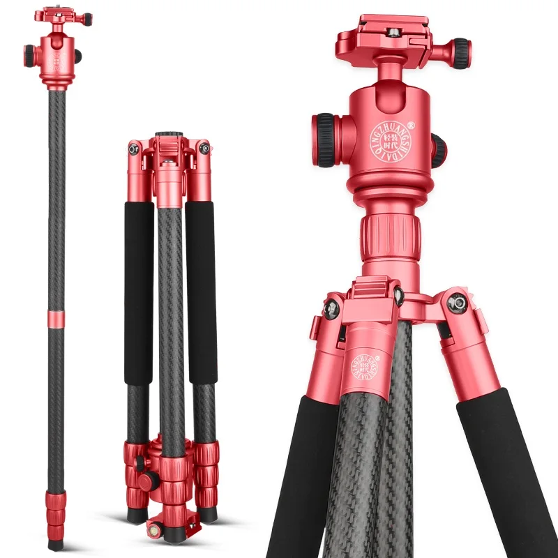 

QZSD 2018 New Q868C Professional Portable Travel Carbon fiber Camera Tripod for SLR DSLR Digital Camera Four color