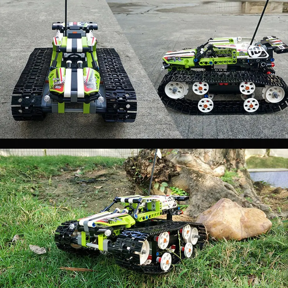 MoFun-13023 410 шт. DIY Электрический Радиоуправляемый автомобиль 2,4 г 4CH usb зарядка строительный блок имитация гусеничных высокоскоростных автомобилей игрушка для детей