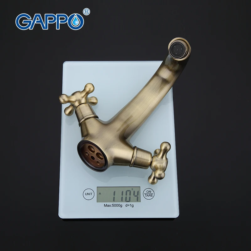 GAPPO 1set High Quality Basin sink Faucet Bronze Plating Double Handle Cold Hot Water Mixer Retro Style Solid Brass bodyGA1063-4