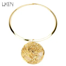 UKEN, Брендовое, модное, крученое, недорогое ожерелье-чокер для женщин, большая металлическая проволока, подвески, ожерелье, массивные ювелирные изделия