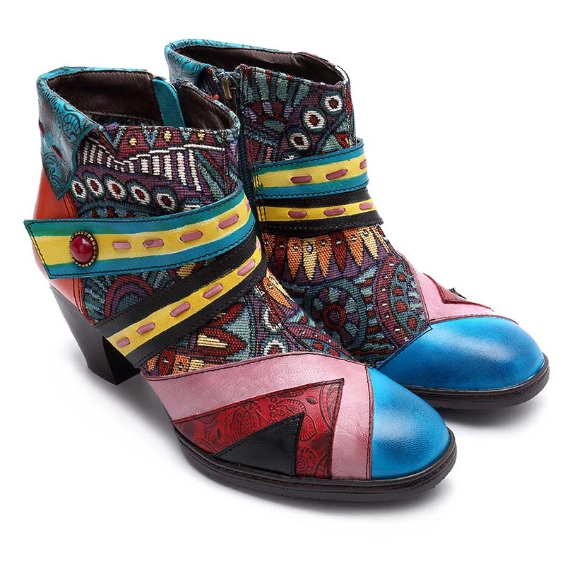 Boho Chic nuevo cuero genuino piel Boho Botines Chelsea tobillo para las mujeres Frye bohemio botas|Botas media pantorrilla| - AliExpress