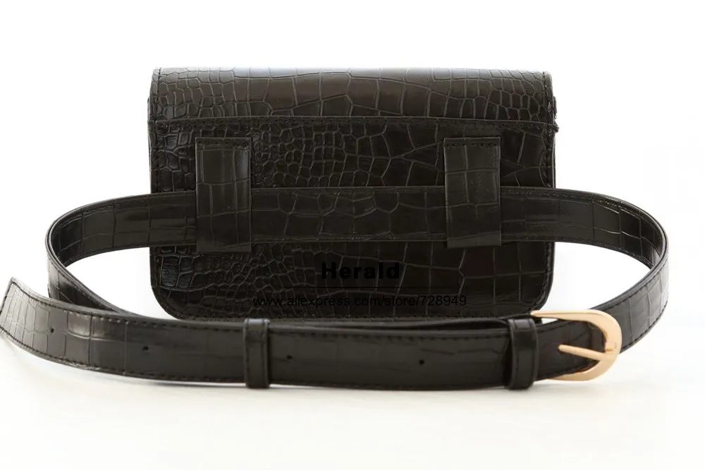 Herald Fashion Women Waist Belt Bag Crocodile PU Leather Belt Pack Waist Bag Small Women Bag Travel Bag Waist Pack Bolsas(2)