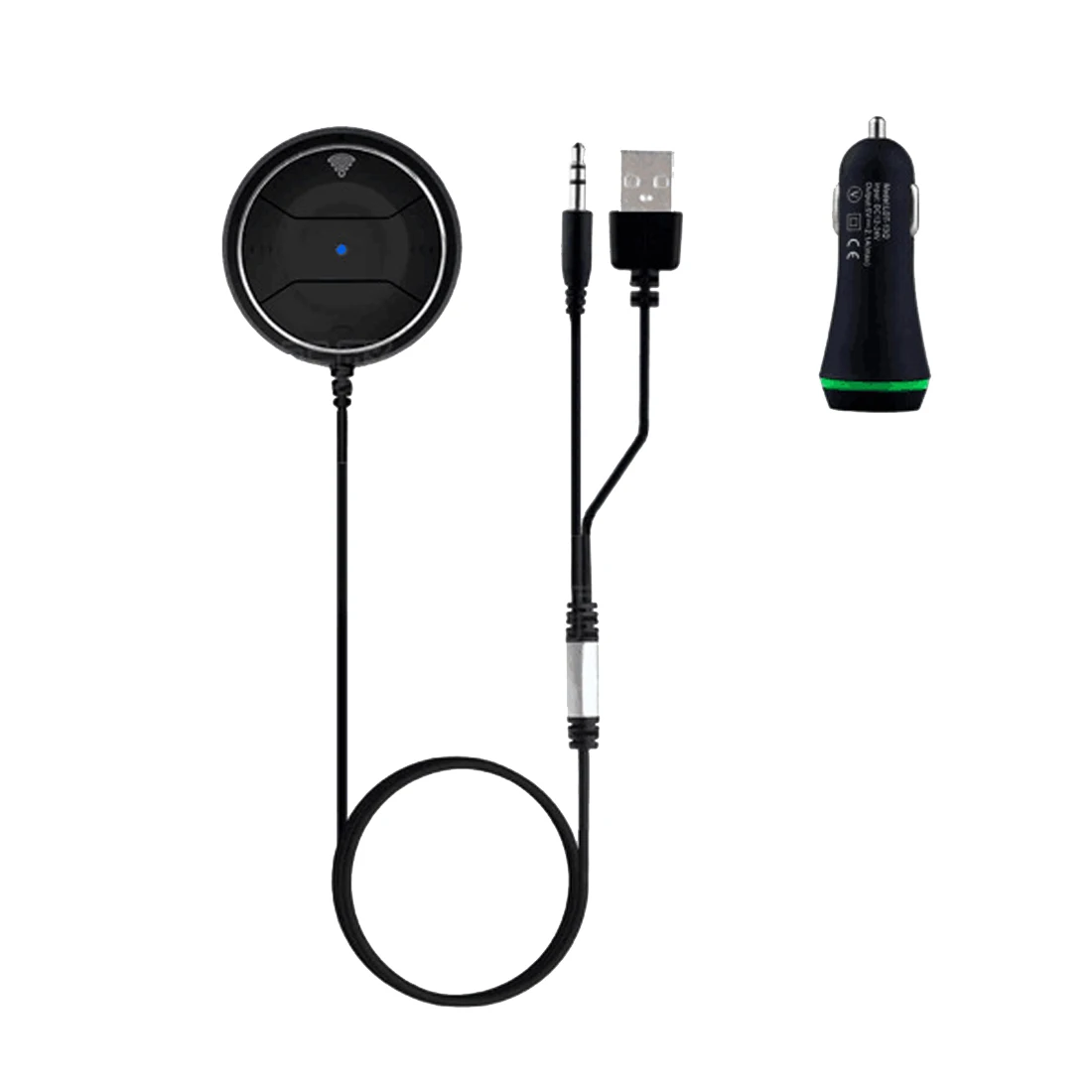 Marsnaska Bluetooth 4.0 Hands Free Car kit with NFC Function +3.5mm AUX Receiver Music Aux Speakerphone 2.1A USB Car Charger Marsnaska Bluetooth 4.0 Hands Free Car kit with NFC Function +3.5mm AUX Receiver Music Aux Speakerphone 2.1A USB Car Charger