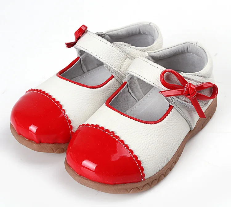 Обувь принцессы для девочек; Новинка года; весенняя обувь из натуральной кожи для девочек; детские сандалии с бантом в стиле пэчворк; обувь для малышей - Цвет: Red