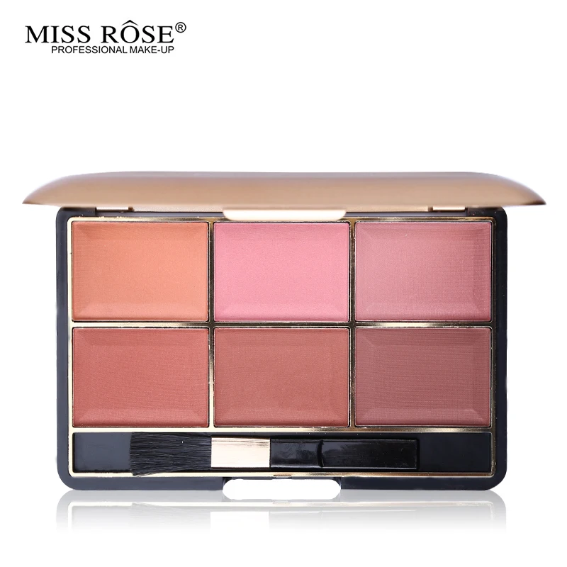 Miss Rose Blusher Makeup 6 Color Cheek Bronzer Blush Natural Minerals Face Base Blush Palette Powder Contouring Make Up Kit Tool