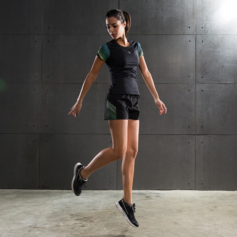 Женская футболка для бега, для занятий спортом, для тренировок, подходящий для ФИТНЕССА, для упражнений, футболка для спортзала или йоги, с коротким рукавом