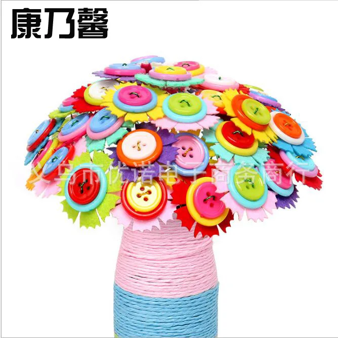  21cm Handicrafts Arts Crafts Toys For Children DIY Button Flower Felt Toy Girl Gift Kits Kindergart - 33005892105