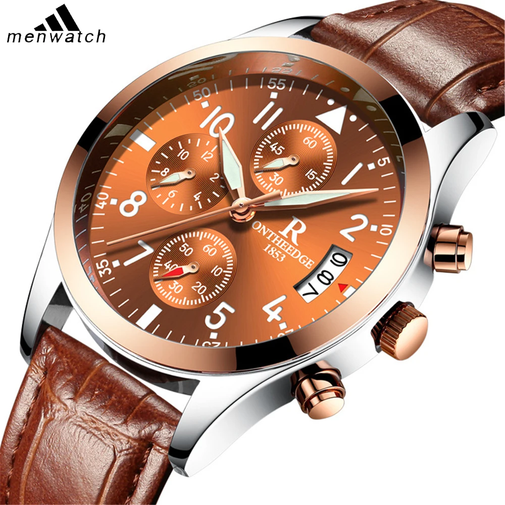 

2019 Men's Fashion Watches Top Luxury Brand Male Waterproof Leather Band Quartz Watch Men Multi-function Military Wrist Watches