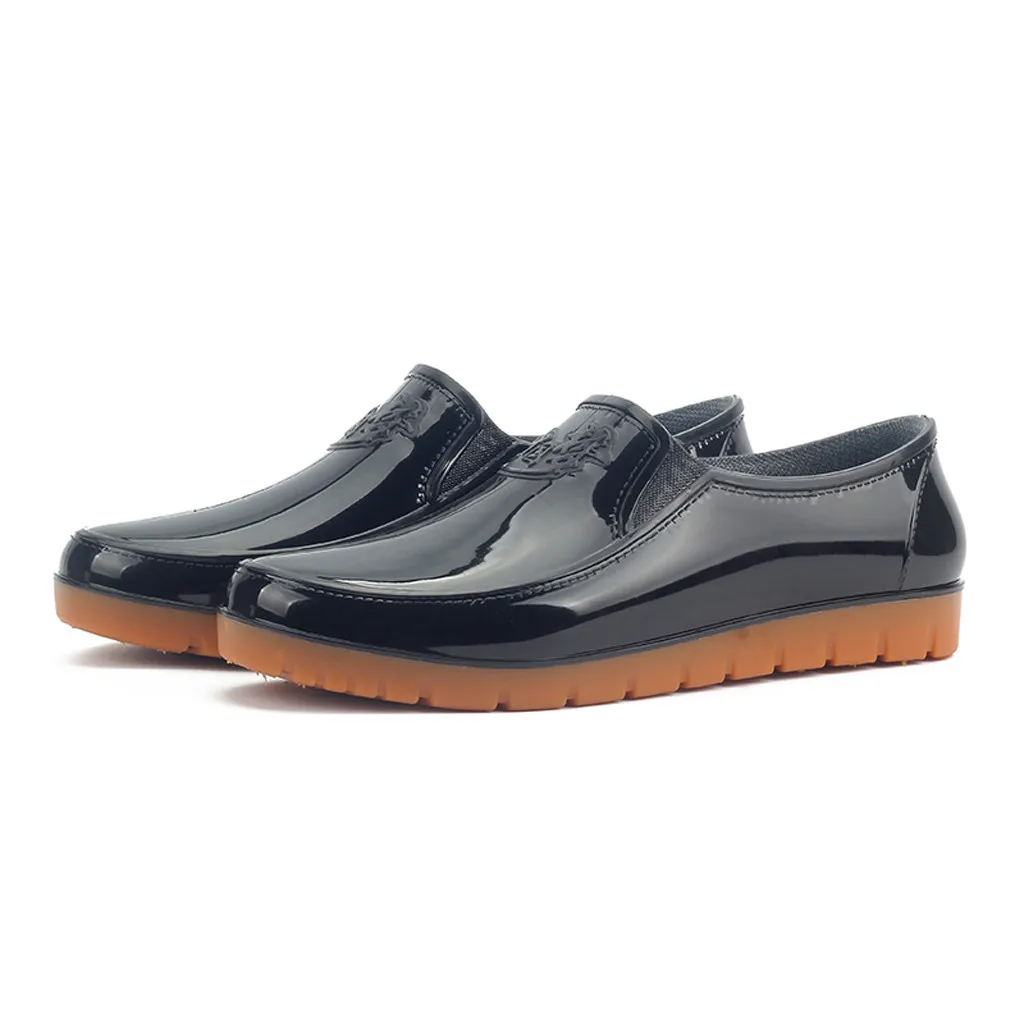 

YOUYEDIAN blackLeisure Men's Flat Low-Heeled Round Toe Shoes Waterproof Low cylinder Rain Boot shoes male sneakers slip ons#G35