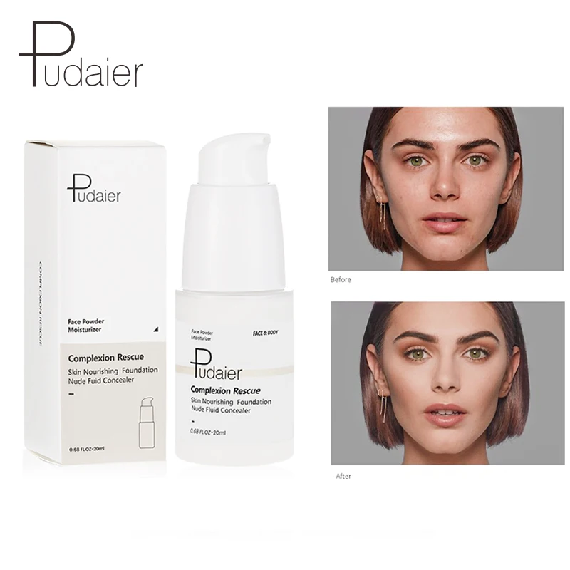 

Pudaier 2019 New Brighten Skin Color Changing Color Liquid Foundation Makeup Base Nude Face Liquid Cover Lasting Concealer TSLM2