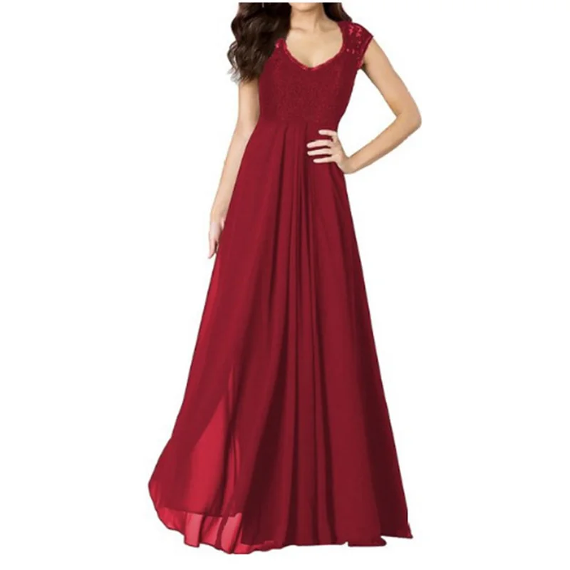 

New Style Lace Panel Sleeveless Chiffon