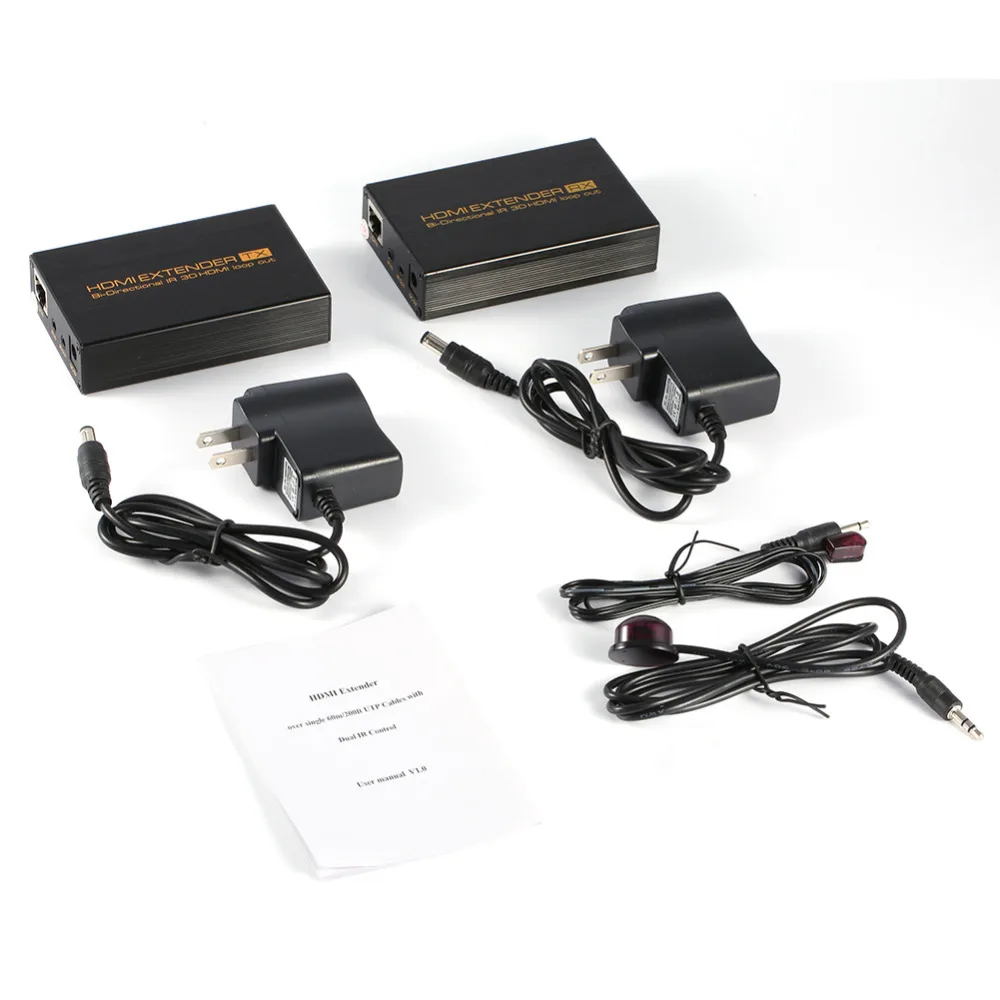 

HDMI Transmitter with HDMI Receiver 1080P HDMI1.4 3D EDID Network Extender TX/RX with Dual IR Control Extension Cable Kit