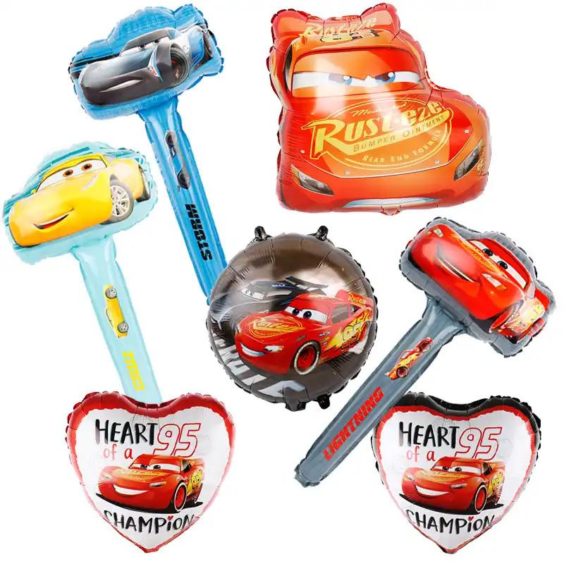 6pcs Lot Mini Racing Car Aluminum Foil Balloons 3d Cute Car Yellow