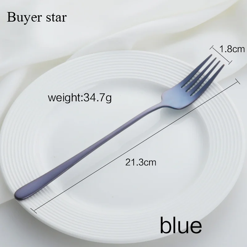 Blue 2pcs Новая одежда для маленькой девочки 2 шт./компл. вилка Эко-дружественных Кухня обеденный стол устойчивый в Корейском стиле Десертная Вилка для салата ложки с длинной ручкой, посуда столовые вилки набор столовых приборов - Цвет: Blue 2pcs